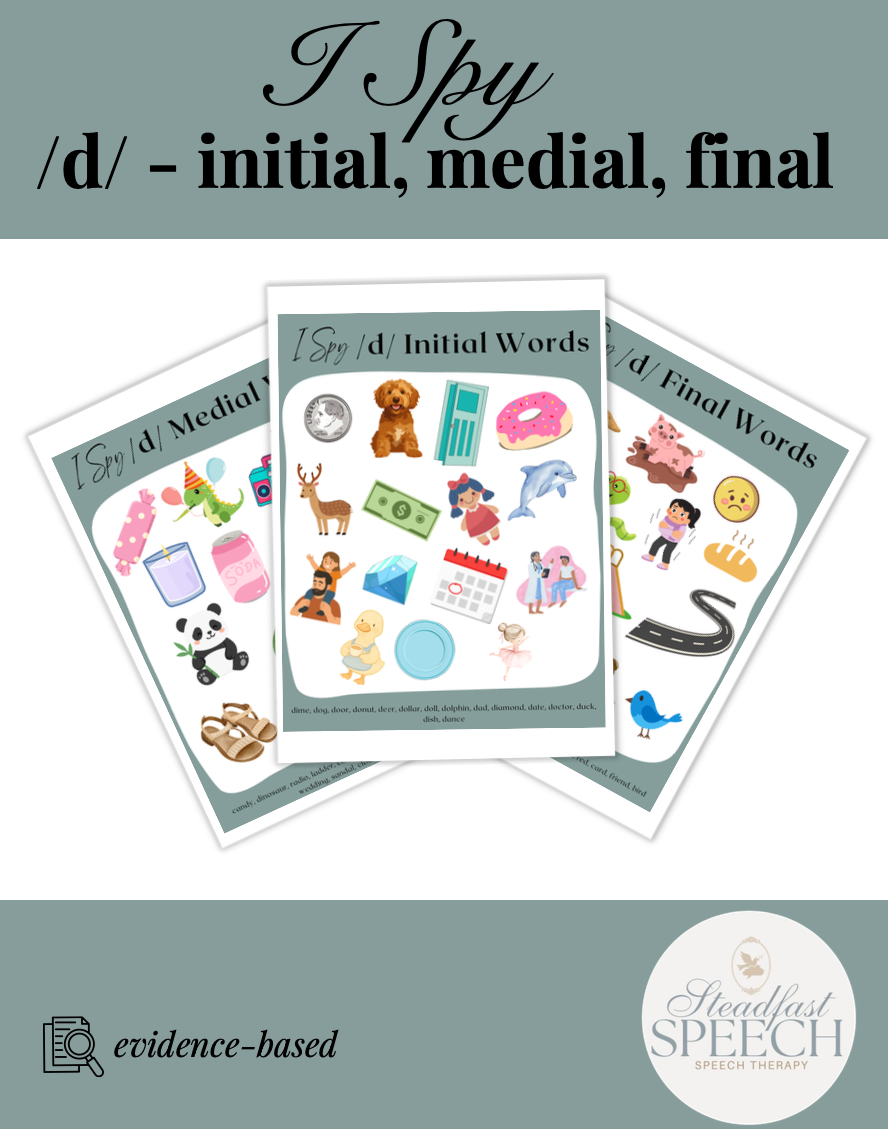 I Spy /d/ All Positions - No Prep Articulation Activity