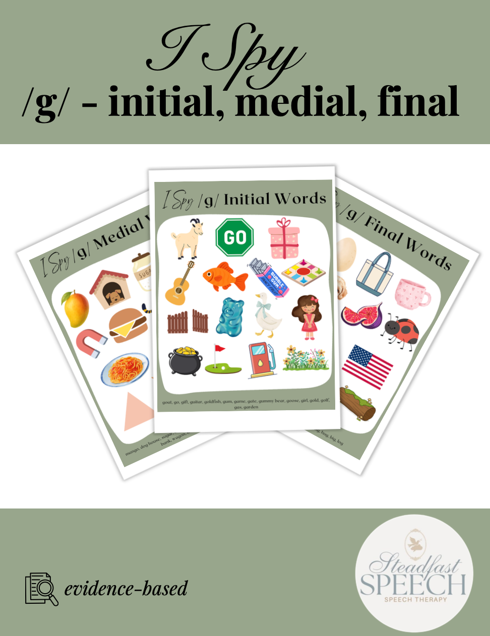 I Spy /g/ All Positions - No Prep Articulation Activity