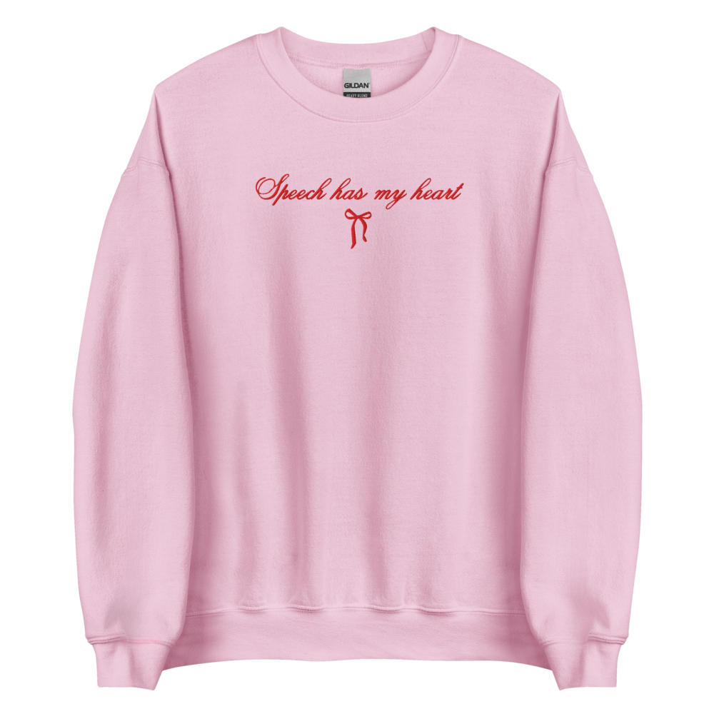 Speech Has My Heart Embroidered Crewneck