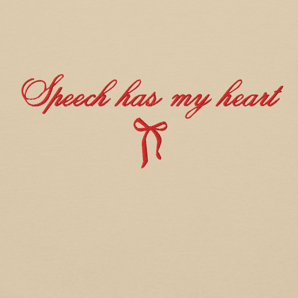 Speech Has My Heart Embroidered Crewneck
