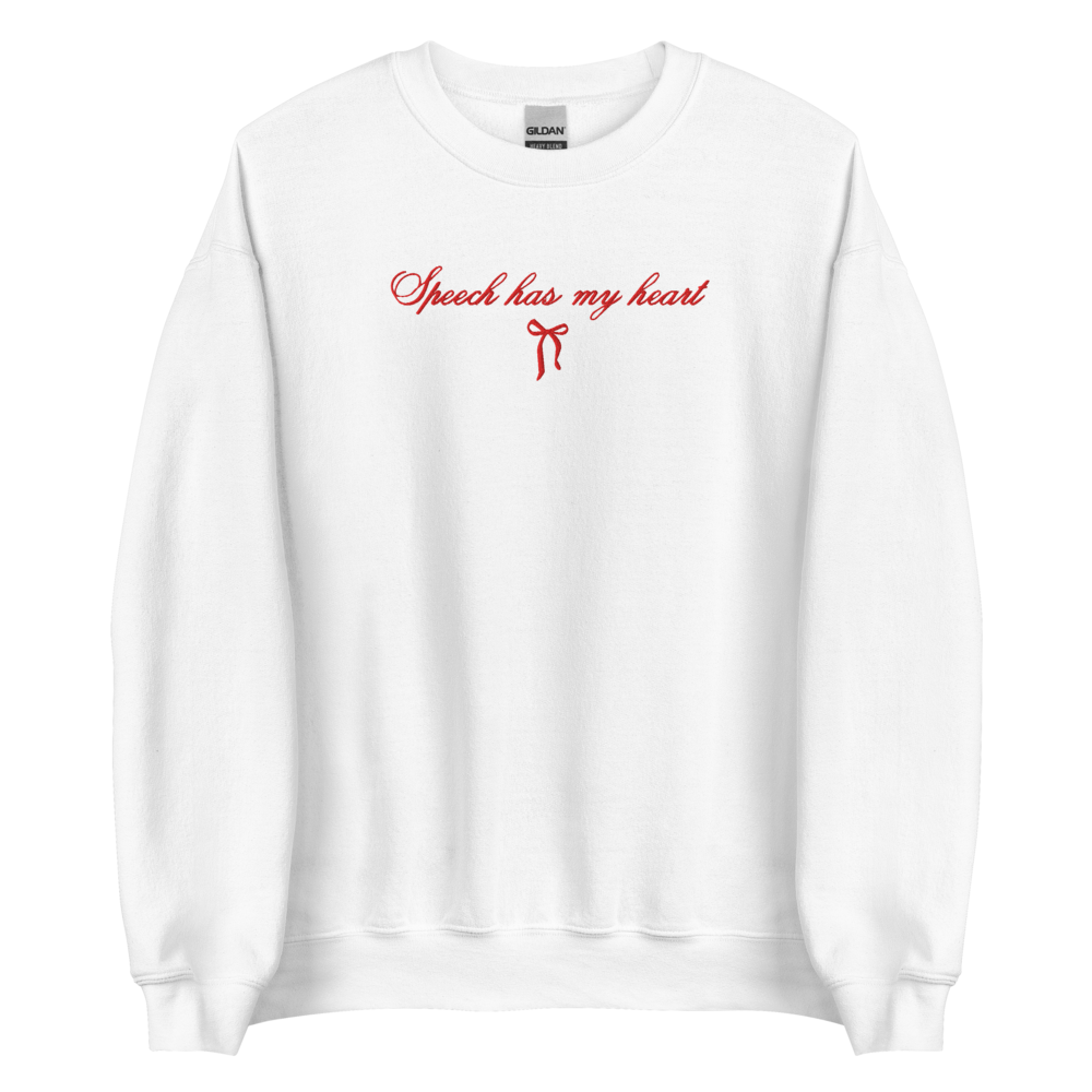 Speech Has My Heart Embroidered Crewneck